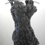 schwarzes Korsettkleid aus Kunststoff